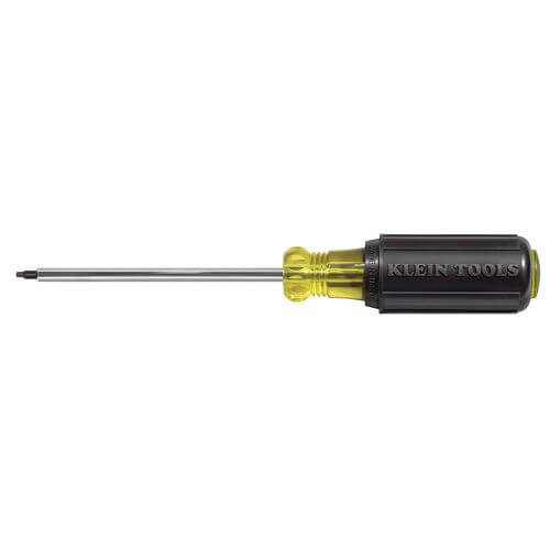 Klein® Cushion-Grip® 662 Screwdriver, #2 Square Recessed Point, Steel Shank, 8-1/4 in OAL, Acetate Handle, Polished Chrome, ANSI/ASME Specified