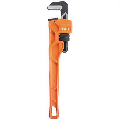 Klein® 68228 Adjustable Cast Iron Pipe Wrench, Orange, 2-1/2 in Jaw, 18 in
