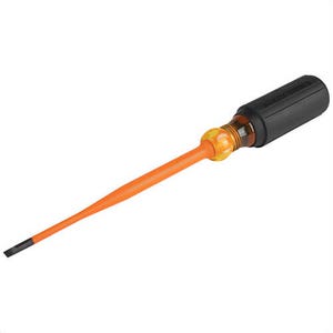 Klein® 6916INS Slim-Tip Screwdriver, 3/16 in Cabinet Point, 10.31 in OAL, Rubber Handle, ASTM F-1505-16, IEC 60900:2018