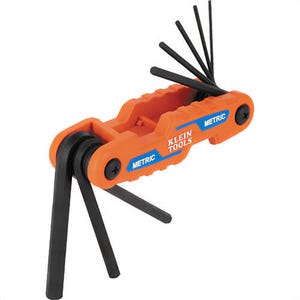 Klein® 70540M Compact Folding Hex Key Set, 8-Key, Metric Sizes, Orange, CR-V Steel
