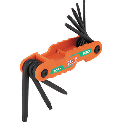 Klein® 70540T Compact Folding Hex Key Set, 8-Key, Torx® Sizes, Orange, CR-V Steel