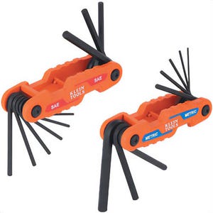 Klein® 70542 Compact Folding Hex Key Set, SAE and Metric, CR-V Steel, Orange, 17 pc