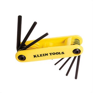 Klein® Grip-It® 70575 Key Set, Imperial, 9 pc, 3/64 to 3/16 in Hex, Holder, 3-13/16 in L Handle, 1-25/64 to 1-27/32 in L Key, Alloy Steel, Yellow