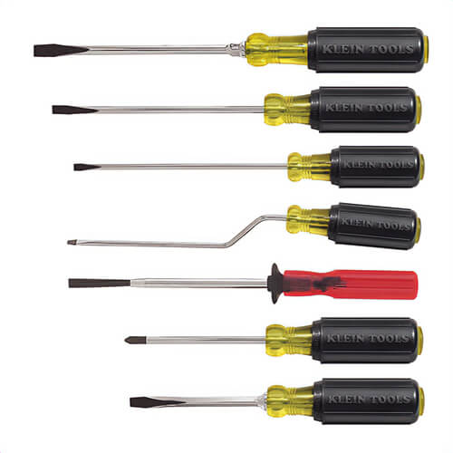 Klein® Cushion-Grip® 85077 Set, Imperial, 7 pc, Cabinet/Keystone/Phillips®/Slotted Screwdriver Types Included