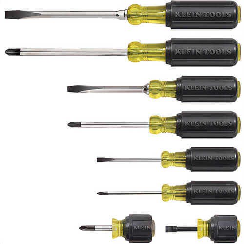 Klein® Cushion-Grip® 85078 Set, Imperial, 8 pc, Cushion Grip, Screwdriver Types Included: Cabinet/Keystone/Phillips®