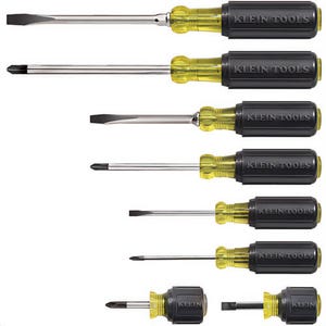 Klein® Cushion-Grip® 85078 Set, Imperial, 8 pc, Cushion Grip, Screwdriver Types Included: Cabinet/Keystone/Phillips®