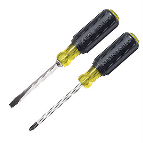 Klein® 85442 Precision Screwdrivers, 2 pc, ASME/ANSI, Steel/Rubber Handle, Chrome