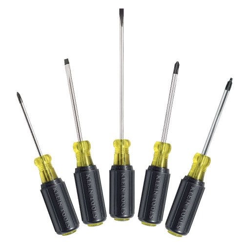 Klein® 85445 Screwdriver set, slotted, phillips and square, 5 pc