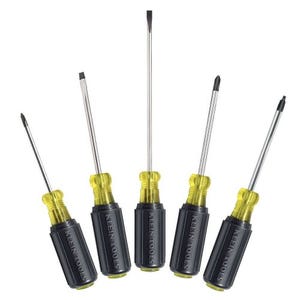 Klein® 85445 Screwdriver set, slotted, phillips and square, 5 pc