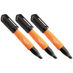 Klein® 861023 Skribes™ Chisel Tip Permanent Markers, Polypropylene, Black, 3 pk
