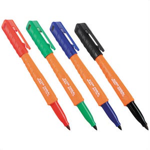 Klein® 861914 Skribes™ Fine Tip Permanent Markers, Polypropylene, Multi-Color, 4 pk