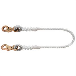 Klein® 87435 Rope Lanyard, Fixed Length, 4 ft Length, Nylon Line, Steel Hardware, 5/8 in Strap Width, Snap Anchorage Connection