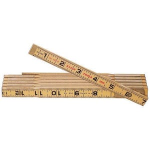 Klein® 901-6 Outside Reading Folding Rule, Graduations 1/16 in, 6 ft L, Wood, Black/Yellow