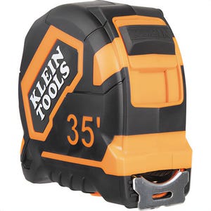 Klein® 9135 Tape Measure, Plastic Case with Steel Blade, Orange/Black, 35 ft Single-Hook
