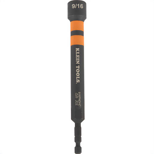 Klein® 916PNDHC Hollow Magnetic Color-Coded Power Nut Driver, 9/16 in, Orange, Steel Alloy
