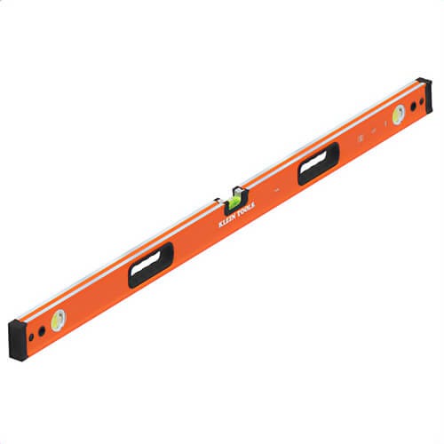 Klein® 93548 Box Beam Level, Powder Coating Finish, Aluminum, 0.029 0° or 0.5 mm/m, 3 Vial, 48 in