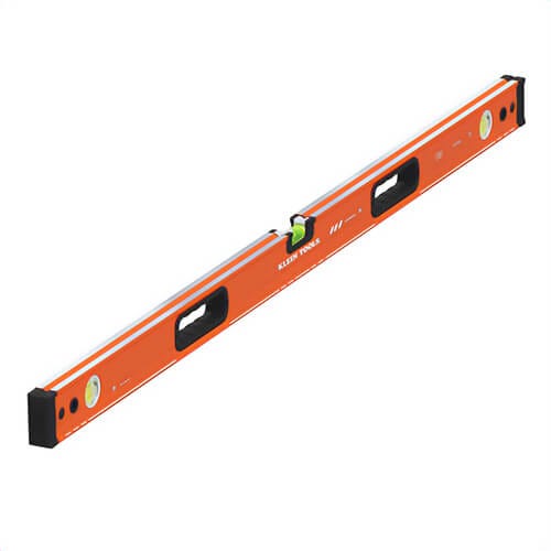 Klein® 93548MAG Magnetic Box Beam Level, Powder Coating Finish, Aluminum, 0.029 0° or 0.5 mm/m, 3 Vial, 48 in