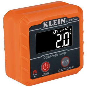 Klein® 935DAG Digital Angle Gauge and Level, 0 to 90/0 to 180° Measuring, +/-0.1/0.2° Accuracy, 2.36 in L x 1.2 in W x 2.2 in H