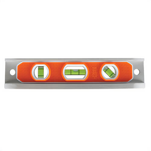 Klein® 935R Torpedo Level, Rare Earth Magnet, 0.1% Accuracy, 9 in Length, 1.95 in Width, 3/4 in Height, 3 Vial Positions: 0/45/90°