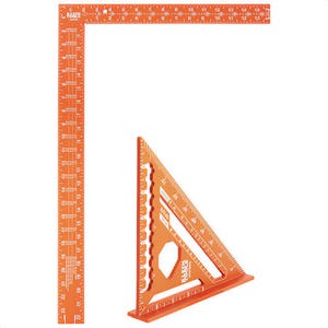 Klein® 935SQVP Rafter and Framing Square Set, 0 in to 7 in, 0 in to 24 in x 0 in to 16 in Measurement, Imperial, Orange, Aluminum