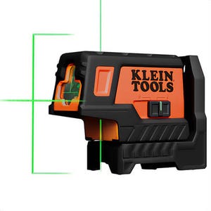 Klein® 93MCLPG Compact Green Cross-Line Laser Level with Plumb Spot, Neodymium, 75 ft Min Distance