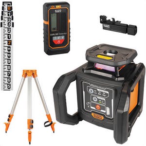 Klein® 93RLS Green Rotary Laser Level, Self-Leveling with Plumb Spot and Tripod, ABS+PC, IP66, 515-530 nm, 1,150 ft Max Distance