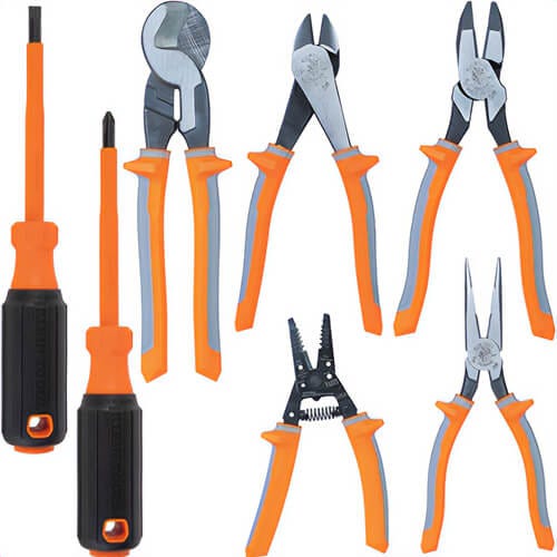 Klein® 9421R Insulated Tool Set, 1,000V, Induction Hardened Steel, 7 pc