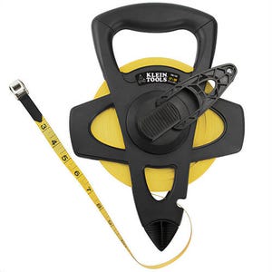 Klein® 946-150 Measuring Tape, Measuring System: Imperial, 150 ft Blade Length, 1/2 in Blade Width, Woven Fiberglass Blade