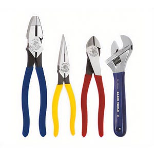 Klein® 94809 Plier Combo with Adjustable Wrench, 4 pc