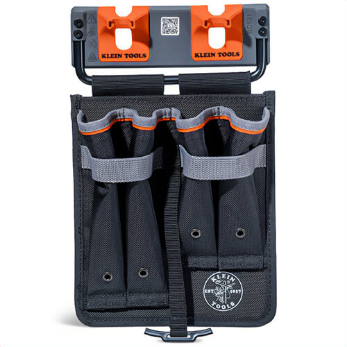 Klein® BC531S Mini Apron, S-Hook, 4 Pockets, 1680D Nylon, Gray/Black/Orange, 2 in - 3 in Bucket Lip