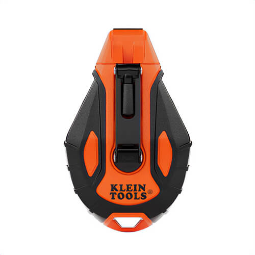 Klein® CHLK50S Smooth Retractable Chalk Reel with Belt Clip, Twist-Lock Top, High Impact ABS Case with Rubber Grips, 50 ft