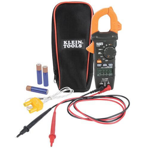 Klein® CL220 Auto-Ranging Digital Clamp Meter with Temperature Measure, 600V AC/DC, 400 A AC, 20 MOhm, 1.61 in Jaw, Backlit LCD