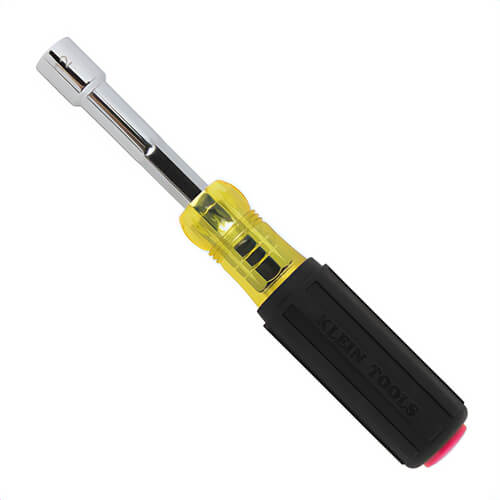 Klein® 65406MAGM Color-Coded Nut Driver, Heavy-Duty Hollow-Shaft, Magnetic, Steel, Metric, 1.25 in Handle, 5.1 in Shaft, 6 mm