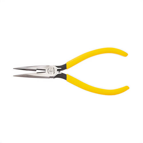 Klein® D203-6C Long Nose Plier, Side Cutting Standard, Knurled Jaw, 1-7/8 in Jaw Length, 11/16 in Jaw Width, Tool Steel Jaw, 6-5/8 in OAL