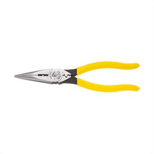 Klein® D203-8NCR Pliers Needle Nose Side Cutters with Stripping and Crimping, 8 in
