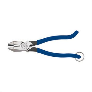 Klein® D213-9STT Ironworker's Pliers with Tether Ring, Plastic-Dipped, Hardened Steel, 0.78 in Knife, 1.37 in Jaw Capacity