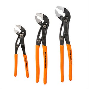 Klein® D5053BKIT Quick Adjust Klaw™ Pump Pliers Set, Plastic-Dipped, Induction Hardened Steel, 7 in, 10 in and 12 in Plier, 3 pc