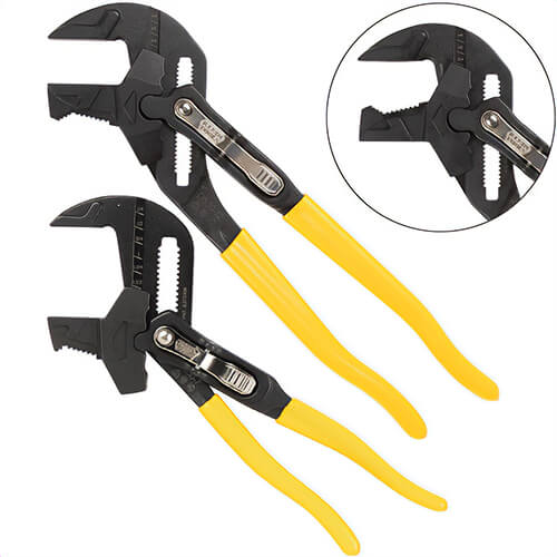Klein® D53002KIT Plier Wrench Set, Forged Steel, 2 pc, Includes: 7 in Plier Wrench and 10 in Plier Wrench