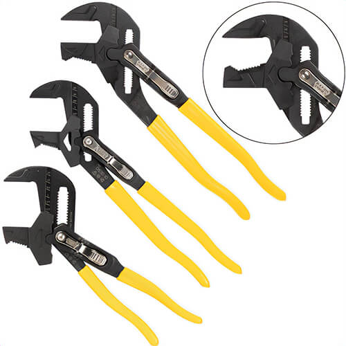 Klein® D53003KIT Plier Wrench Set, Forged Steel, 3 pc, Includes: 7 in Plier Wrench, 10 in Plier Wrench and 12 in Plier Wrench