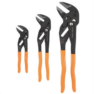Klein® D53103KIT Compact Plier Wrench Set, Plastic-Dipped, Forged Steel, 3 pc, Includes: 7 in, 10 in and 12 in Compact Wrench