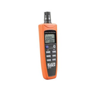 Klein® ET110 Carbon Monoxide Meter, 0 to 1000 ppm Detection, Electrochemical Sensor, (4) AAA Batteries, Backlit LCD Display