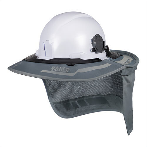 Klein® FR03010 Flame-Resistant Full Brim Sombrero, One Size, Gray, Includes: (2) Clips and Neck Shade