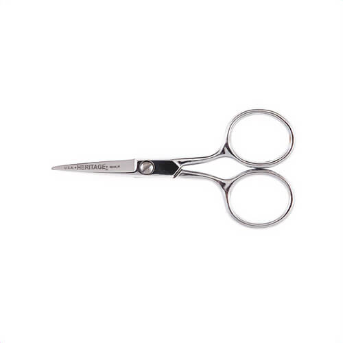 Klein® G404LR Heritage Cutlery™ Embroidery Scissor with Large Rings, 1-1/2 in L of Cut, 4-1/2 in OAL, Standard Tip, Right Hand