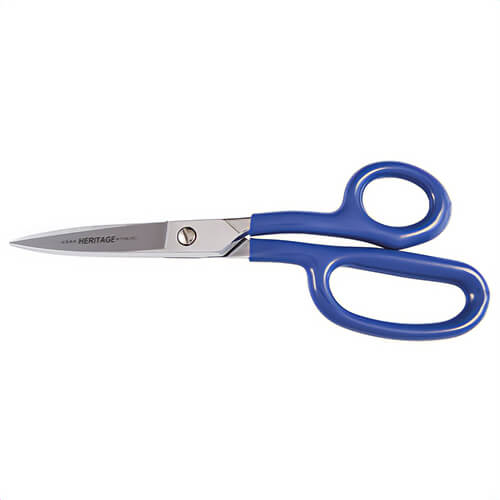 Klein® G718LRC Heritage Cutlery™ Carpet Shear with Curved Ring, 3 in L of Cut, 9 in OAL, Standard Tip, Knife Edge, Right Hand