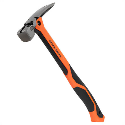 Klein® H81020 Smooth Face Vibration-Reducing Hammer, Straight, Black Powder-Coated, Steel, Black/Orange, 15 in Handle, 20 oz