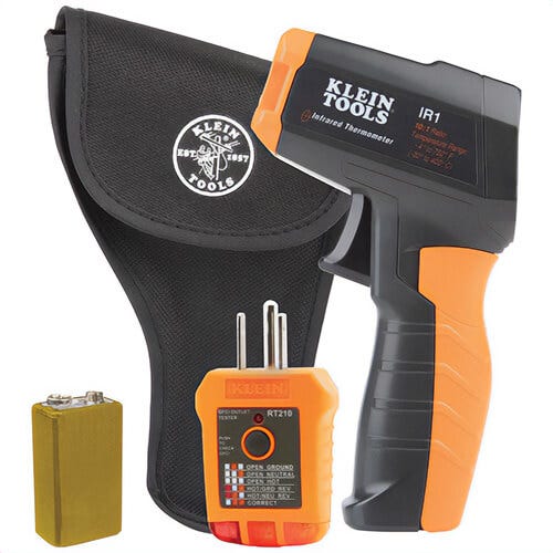 Klein® IR1KIT 1R1 Infrared Thermometer, -20 to 400°C, ± 2 % Accuracy, 0.417361111111111 Focus Spot, 0.95