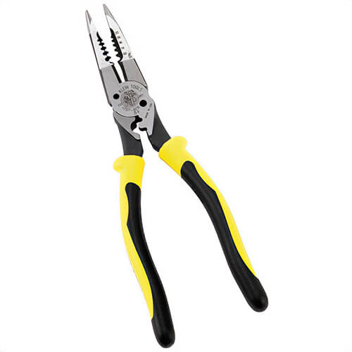 Klein® J207-8CR All-Purpose Needle Nose Pliers with Crimper, Steel, 0.5 in Knife, 4.55 in Handle, 0.15 in Point dia, 8.5 in