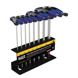 Klein® Journeyman™ JTH68MB Ball End Hex Key Set with Stand, 8 pcs, 2 to 10 mm Hex, Soft Grip/T-Handle Handle, Steel