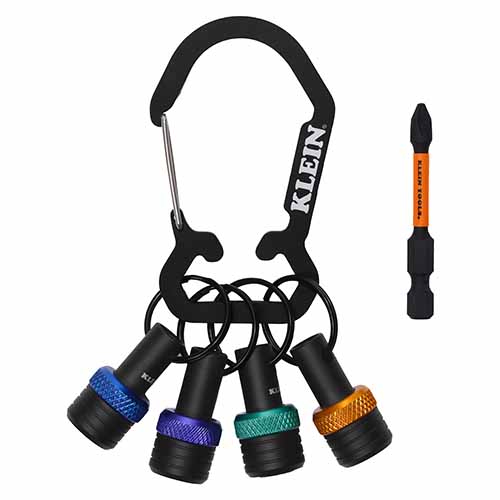 Klein® K33850 Bit Holder Keychain Set, Aluminum Alloy, 1/4 in Drive, 5 pc