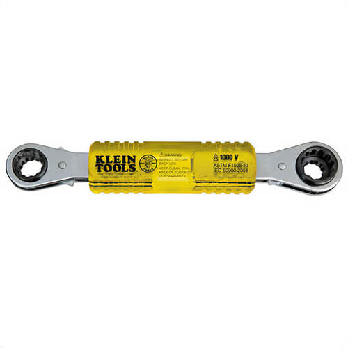 Klein® KT223X4-INS Lineman's Box Wrench, 4-in-1 Combination Insulated Ratcheting, 1/2 to 3/4 in Wrench Opening, 12 points